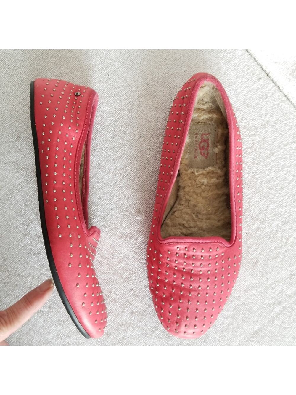Ugg studded flamingo pink leather flats Alloway